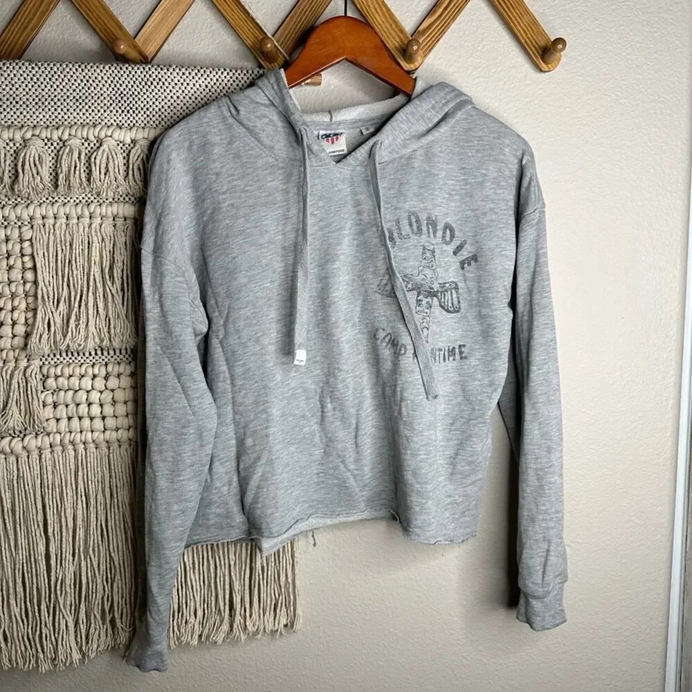 Junk Food Grey Blondie Camp Funtime Cropped Hoodie